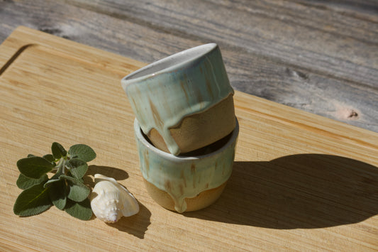 Drippy pastel glaze handmade ceramic cups
