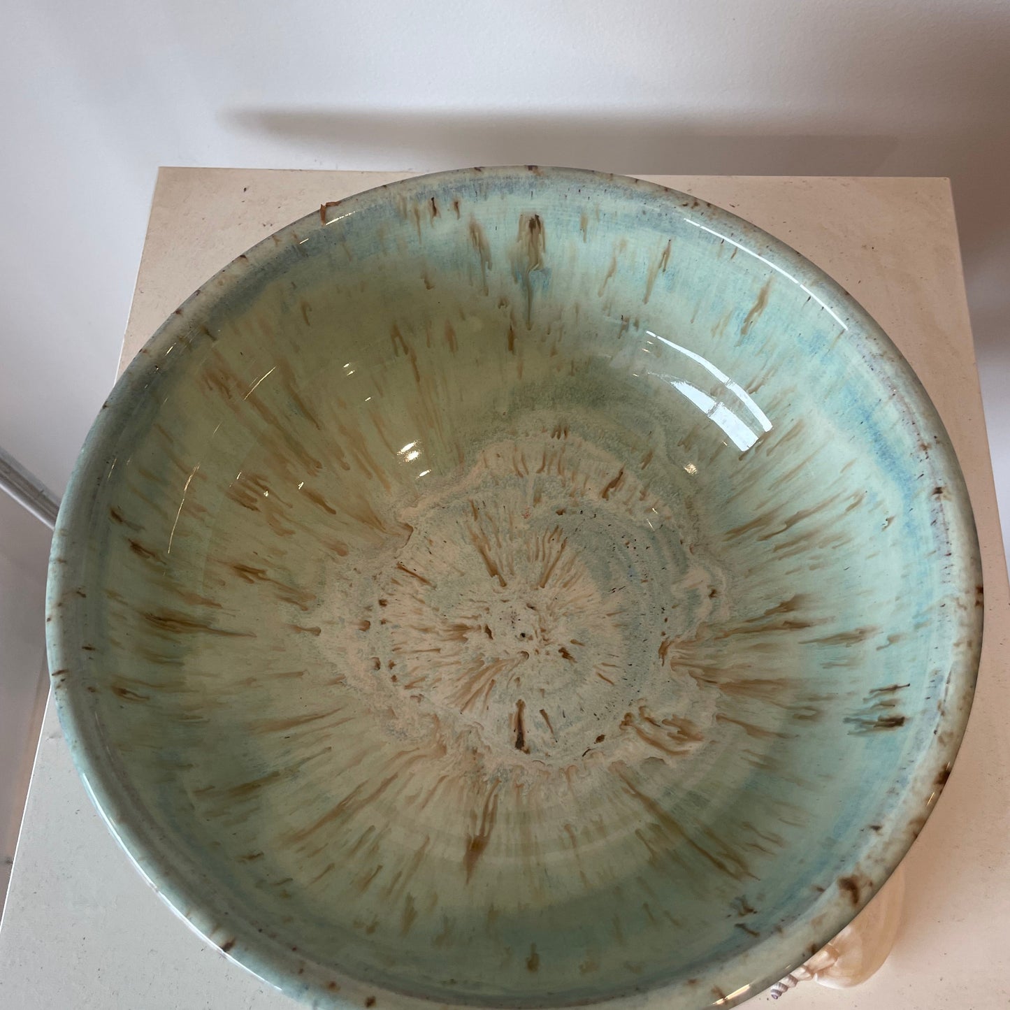 Handmade turquoise ceramic salad bowl