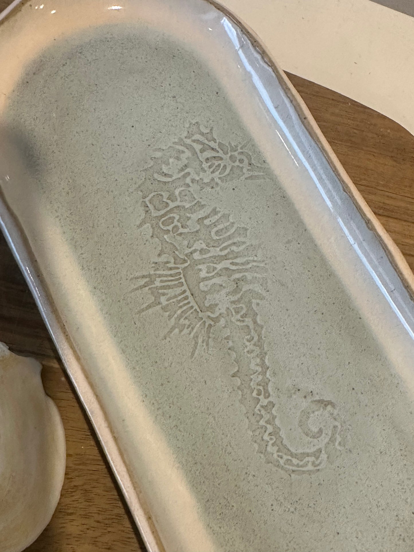 Beach imprint seahorse oblong platter