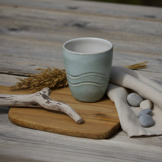 Baby blue wave ceramic cup