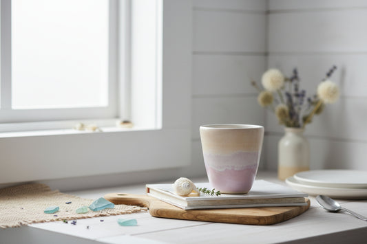Pink and Peach pastel ceramic cup