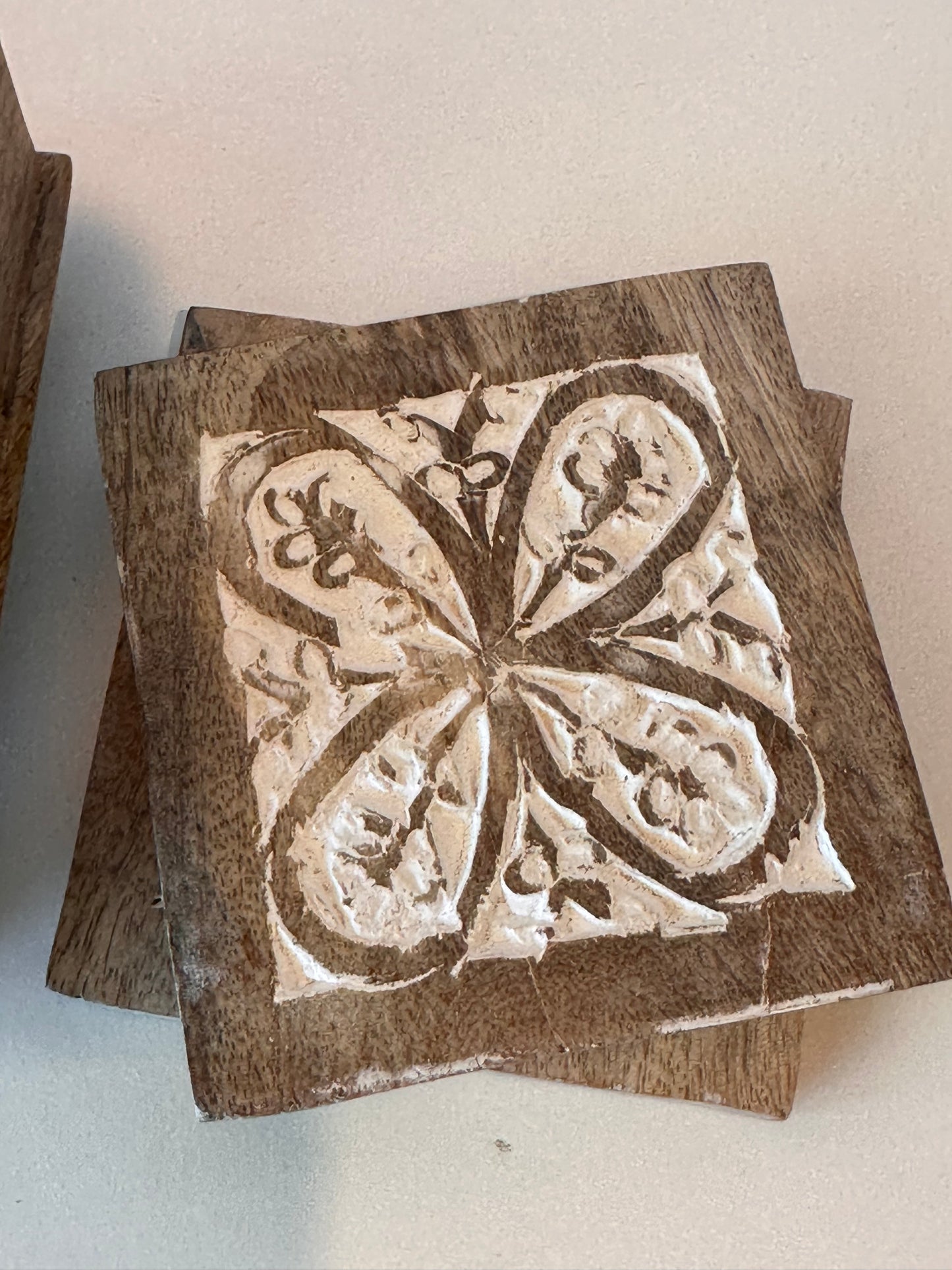 Square Whitewashed Coasters (pack of four with box)