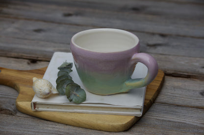 Pink and Green ceramic pastel cup