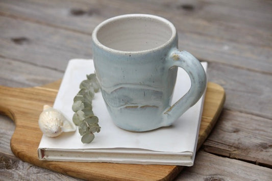 Baby blue wave ceramic cup