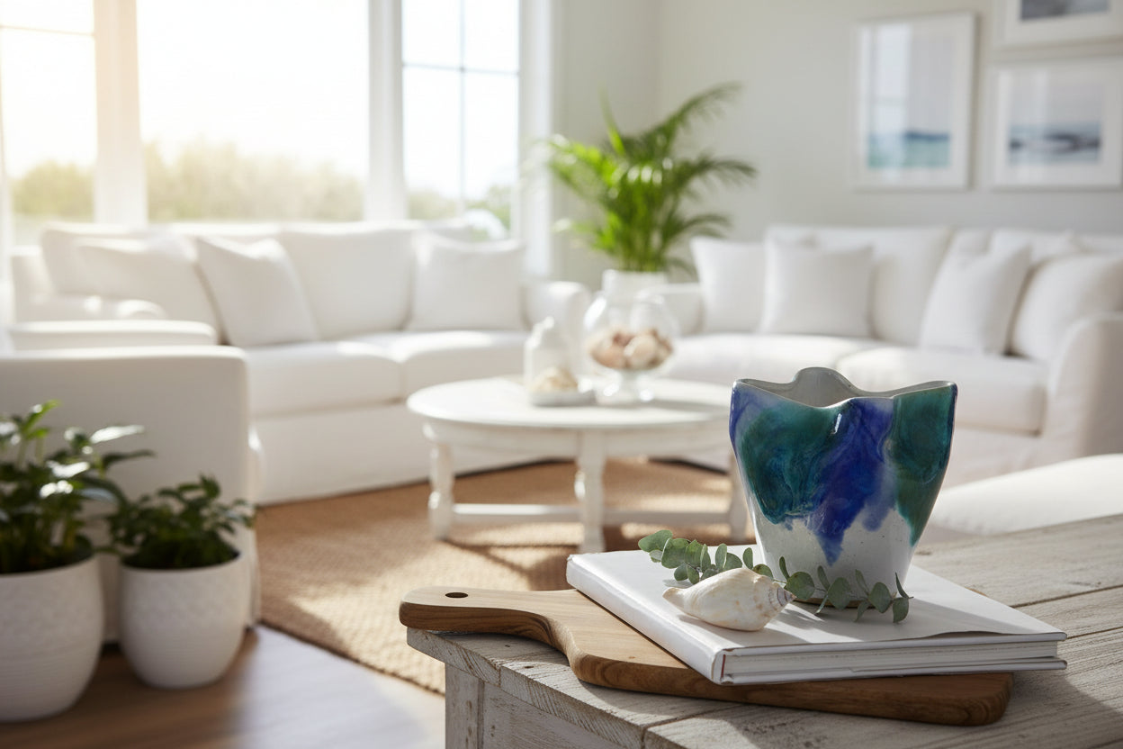 Indigo and emerald splash vase