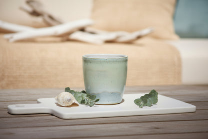 Seafoam pastel green and blue ceramic mug