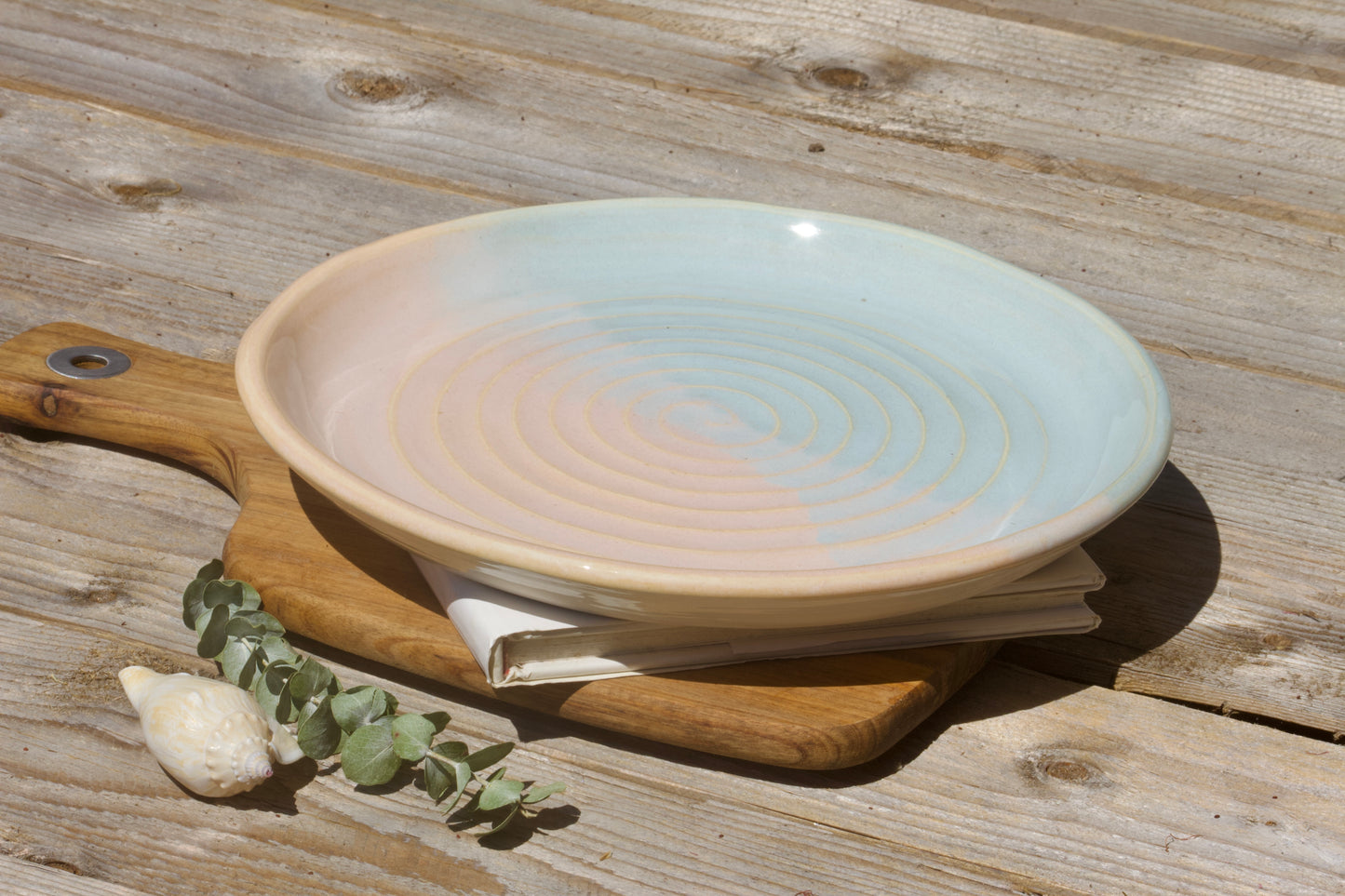 Peach and blue twilight plate