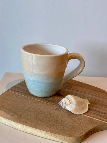 Peach and blue twilight ceramic mugs and cups