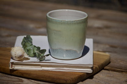 Seafoam pastel green and blue ceramic mug