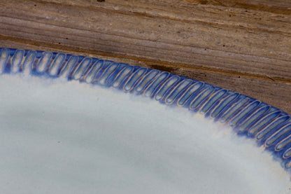 Fluted rim blue oval ceramic platter