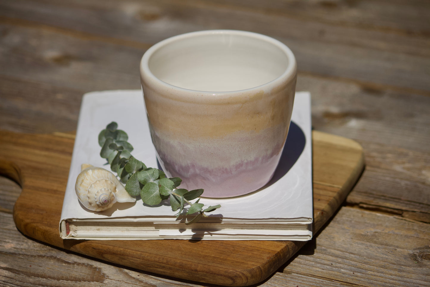 Pink and Peach pastel ceramic cup