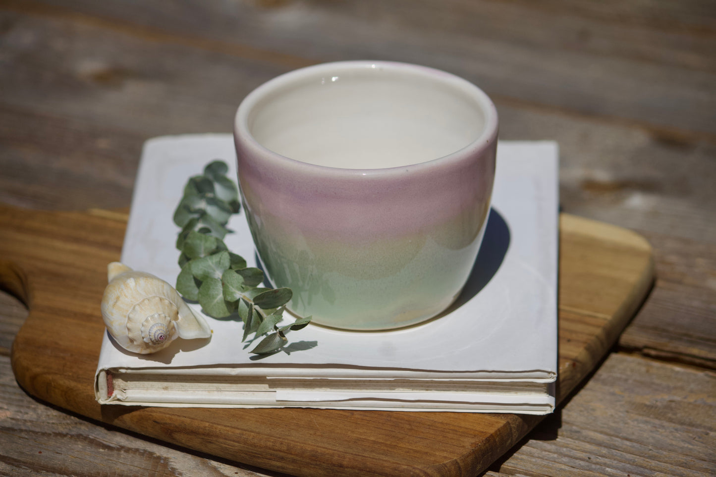 Pink and Green ceramic pastel cup