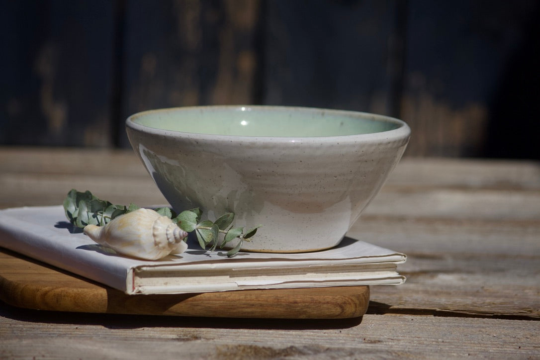 Honeydew green ceramic bowl