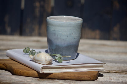 Light and dark blue ceramic mug