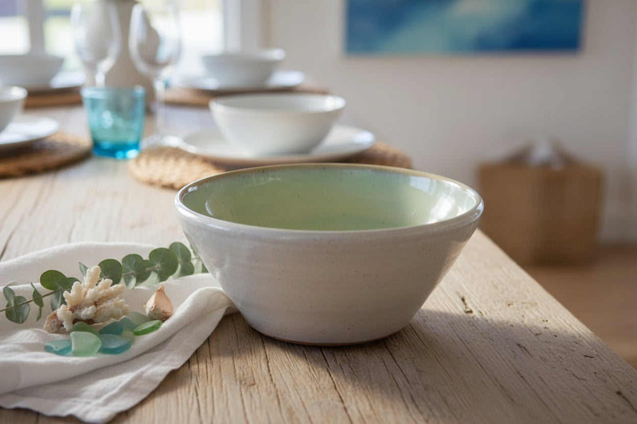 Honeydew green ceramic bowl