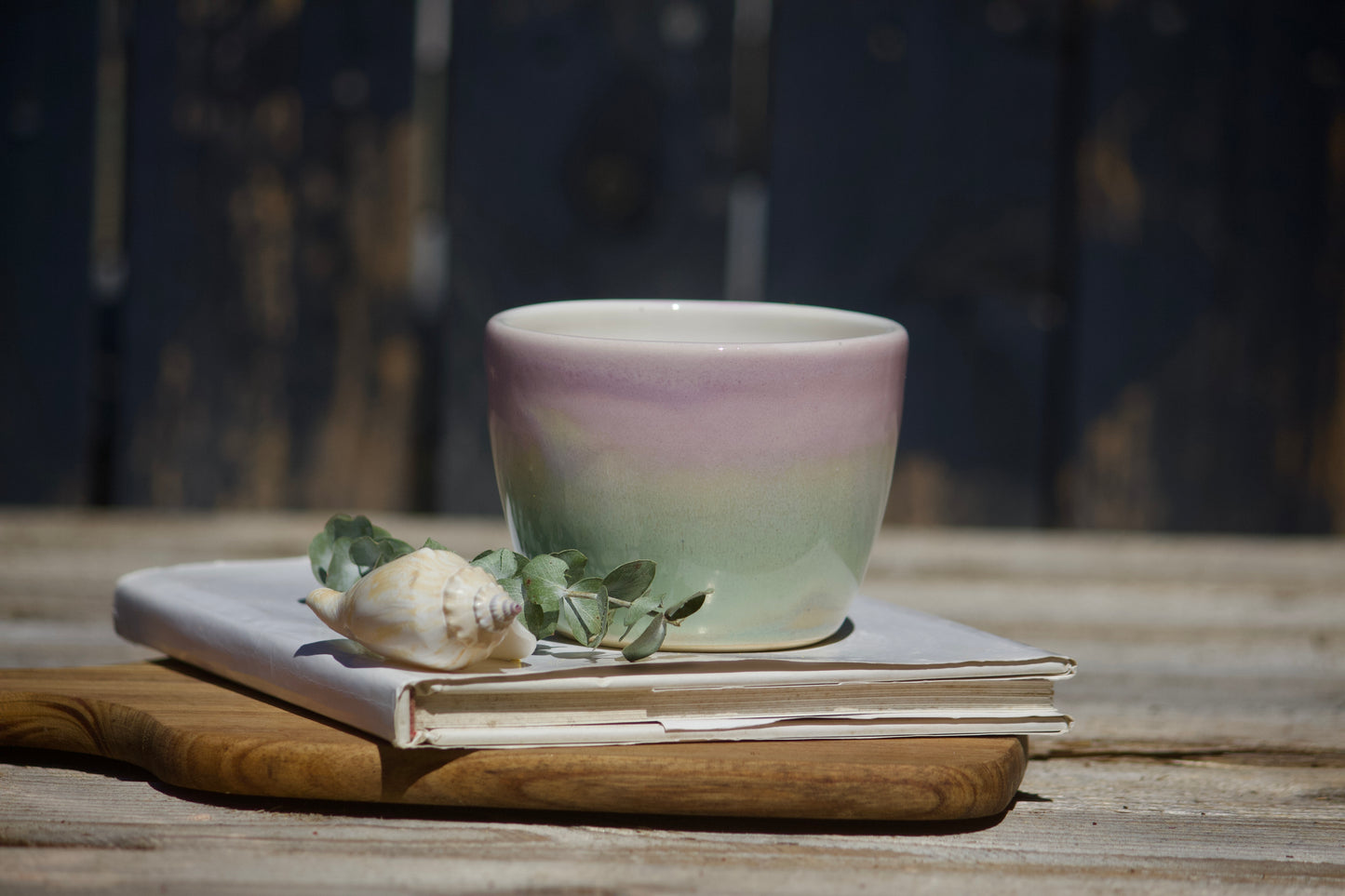 Pink and Green ceramic pastel cup