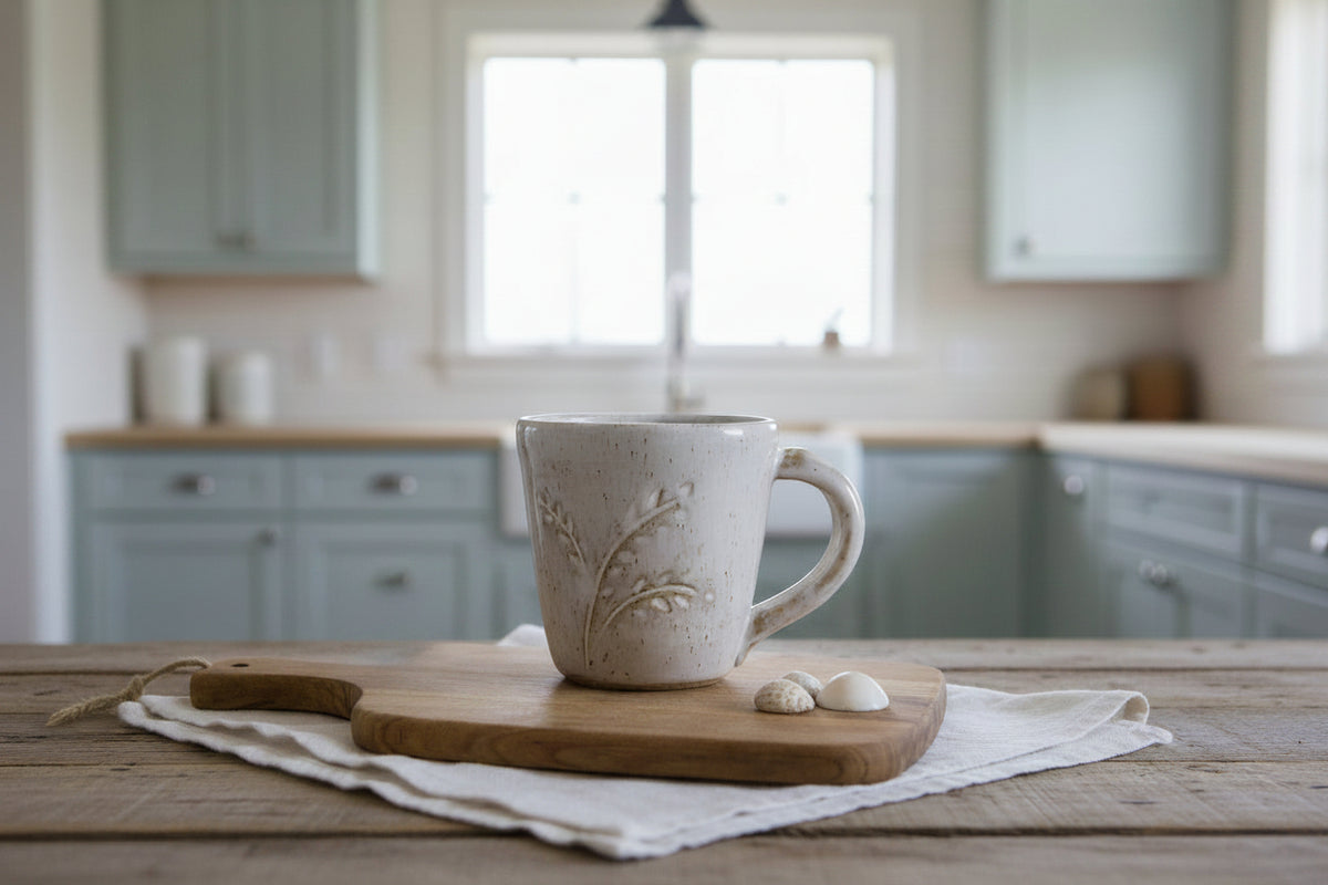 Australian handmade ceramic wheat design mug - Veradee Designs 