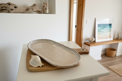 Beach imprint Feather oblong platter