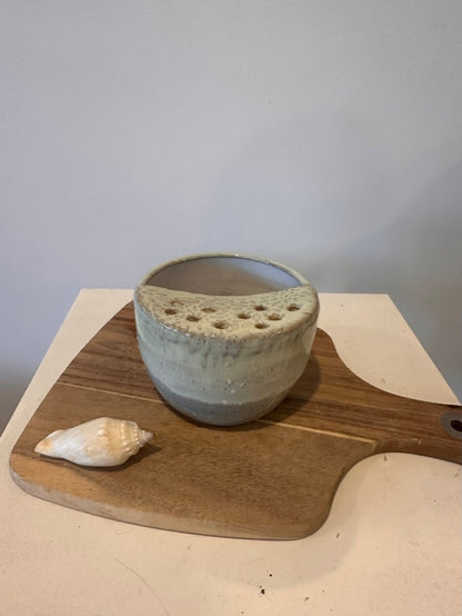 Handcrafted ceramic colander berry bowl