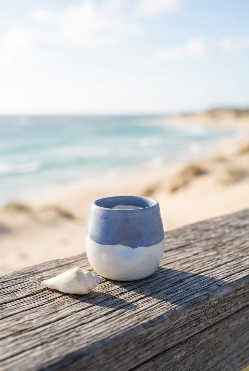 Blue and white dimple mug 