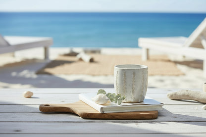 Handmade Australian Ceramic mug with foxtail grass design in neutral tones