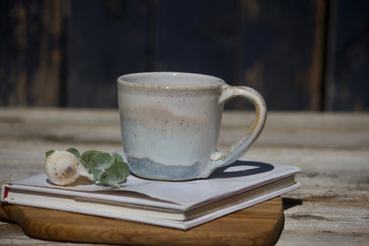 Sandy beige and blue ceramic mug
