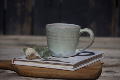 Seafoam pastel green and blue ceramic mug