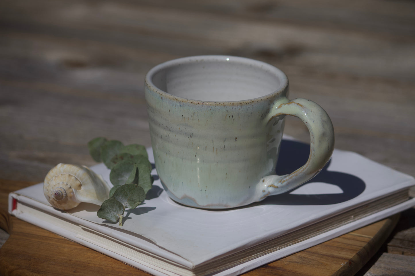 Seafoam pastel green and blue ceramic mug