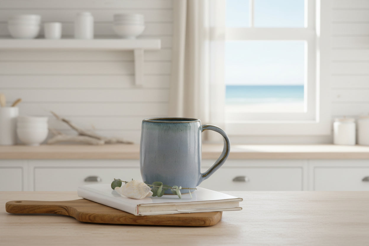 Grey blue midnight ceramic mug