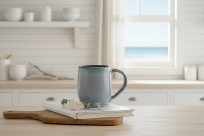 Grey blue midnight ceramic mug