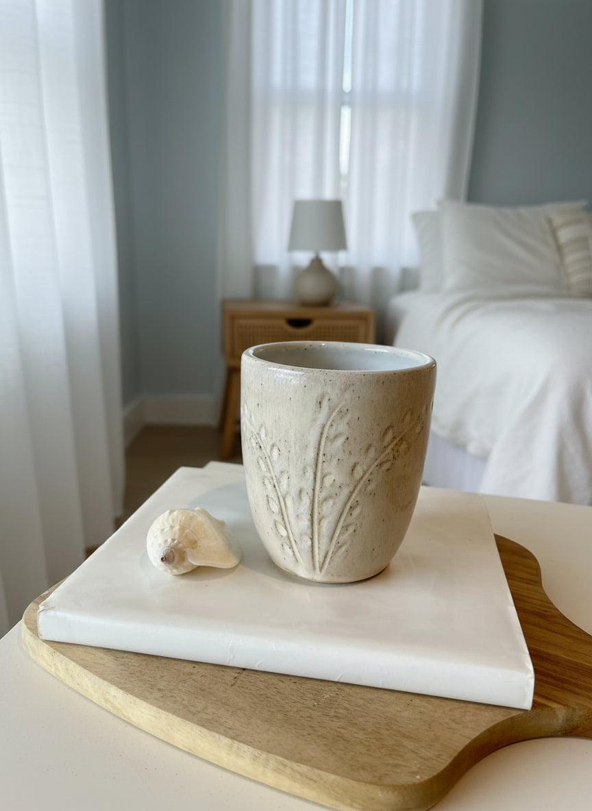 Carved wheat ceramic cup