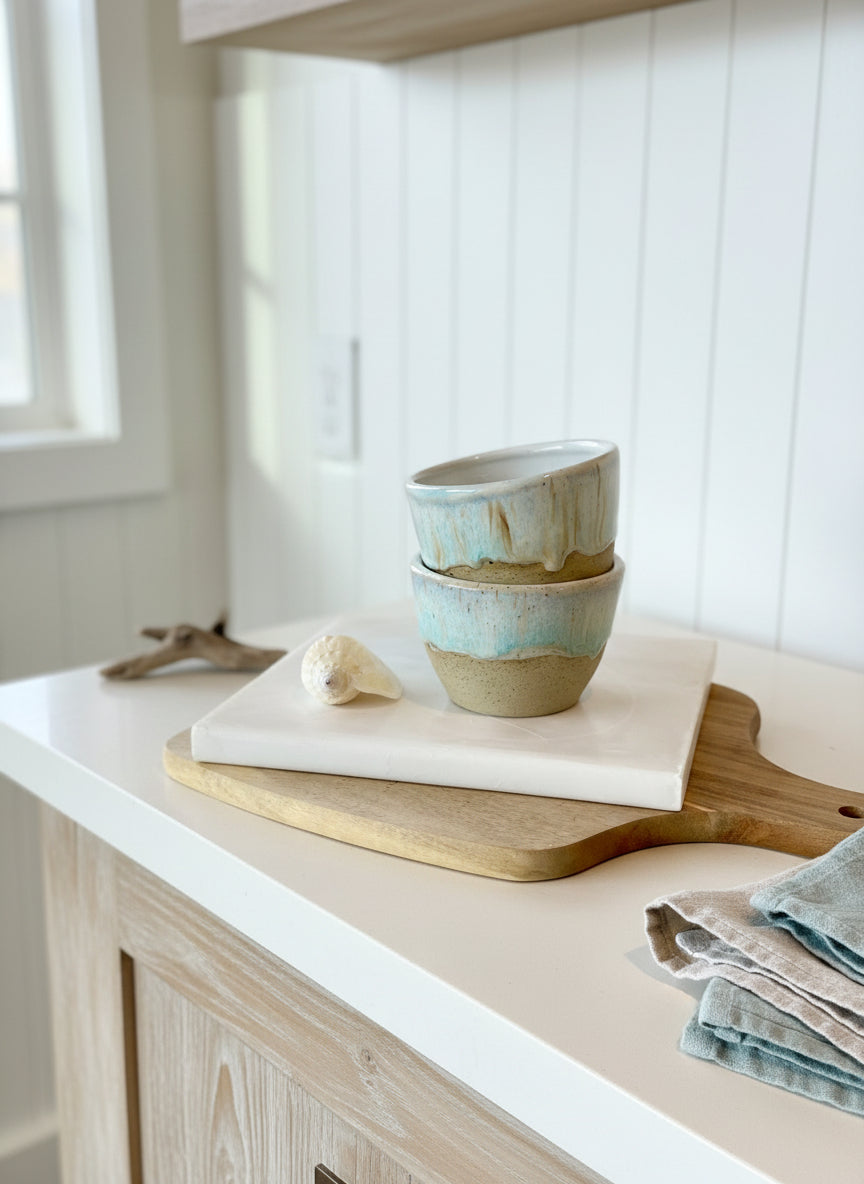 Drippy pastel glaze handmade ceramic cups