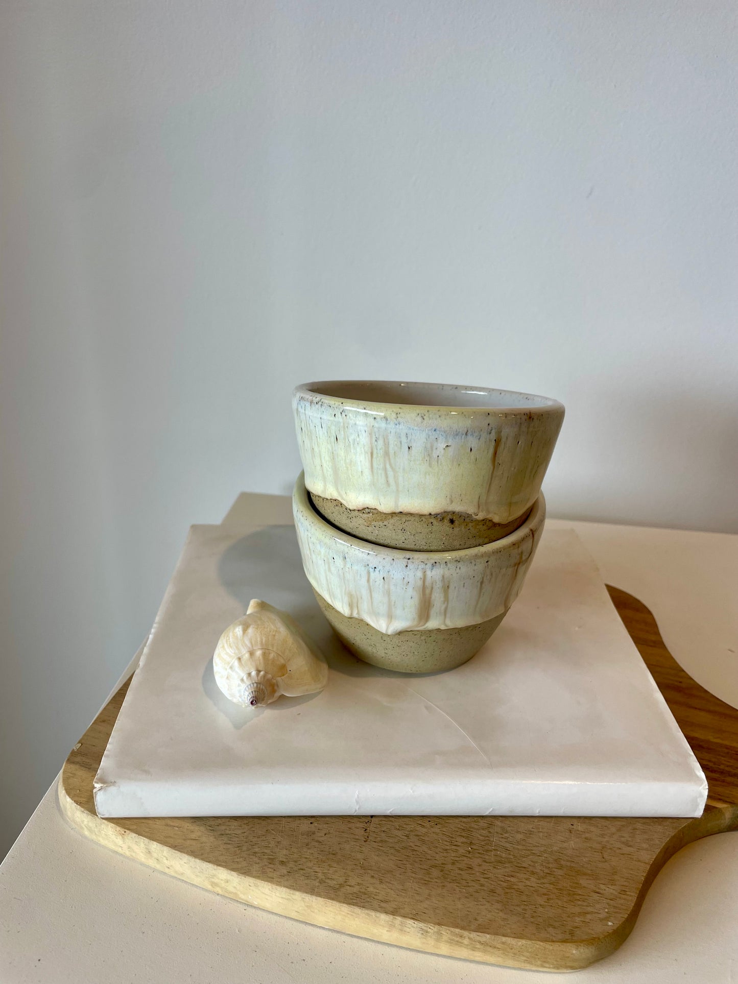 Drippy pastel glaze handmade ceramic cups