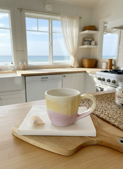 Lemon and pink handmade ceramic mug