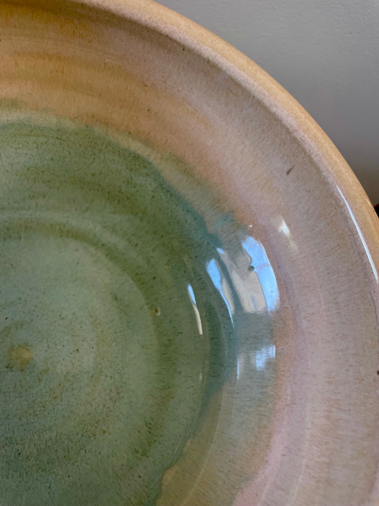Peach and light blue twilight handmade bowl