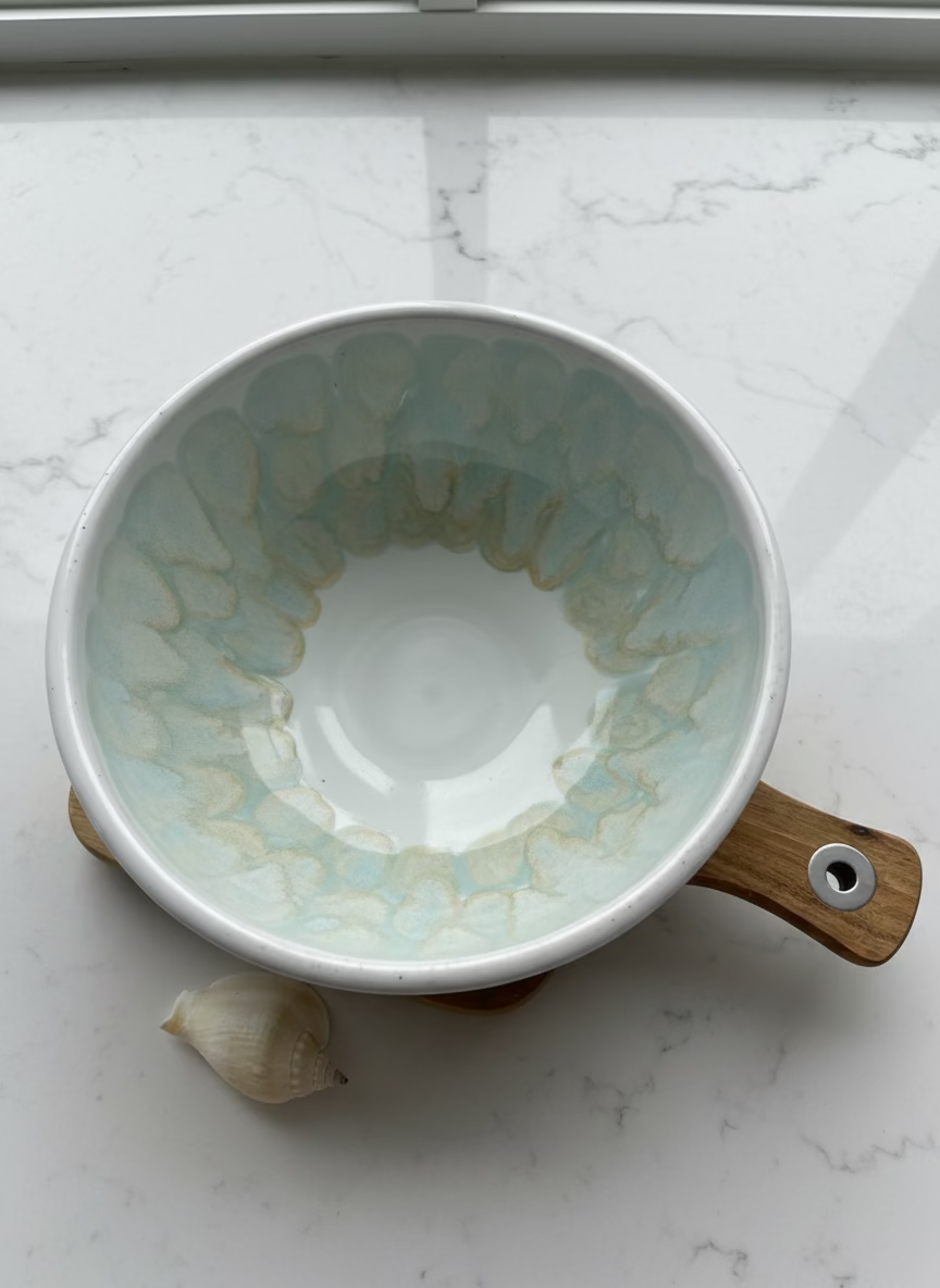 Pastel feather design handmade bowl