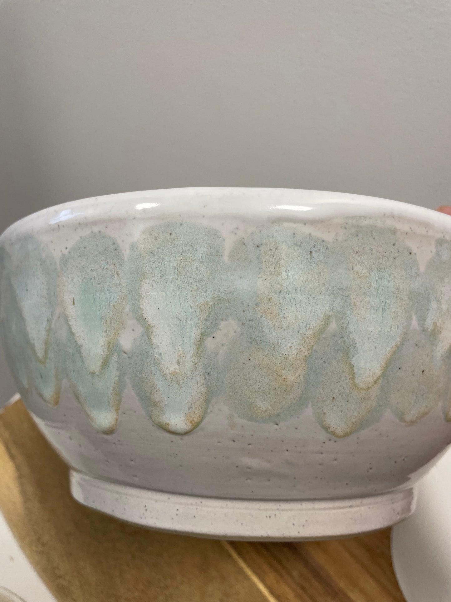 Pastel feather design handmade bowl