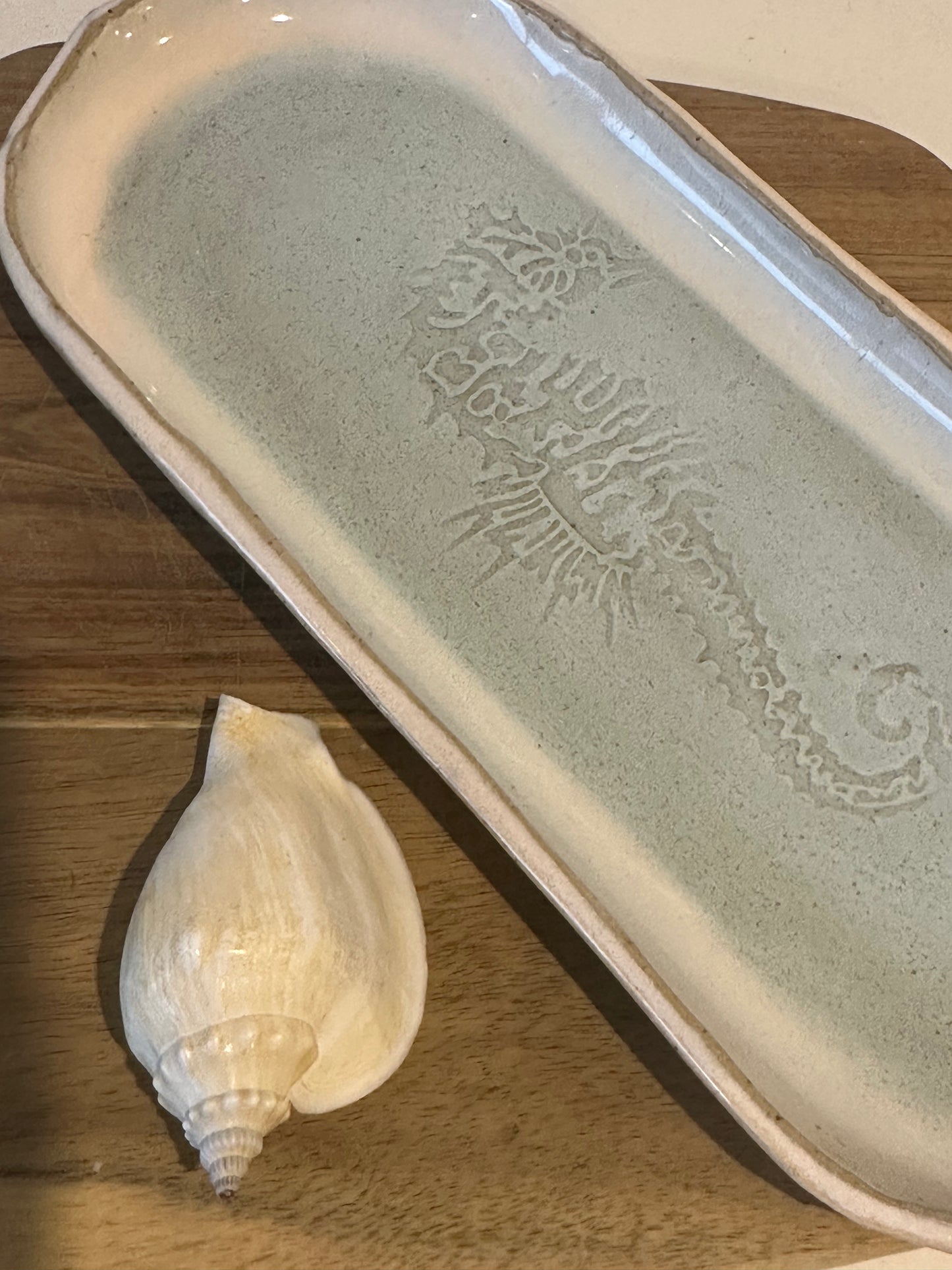 Beach imprint seahorse oblong platter