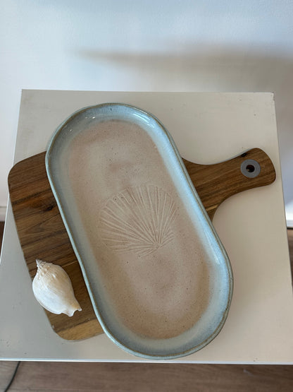 Beach imprint shell oblong platter