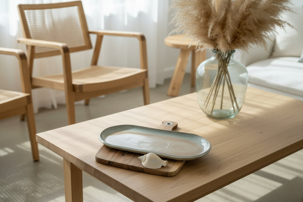 Beach imprint shell oblong platter