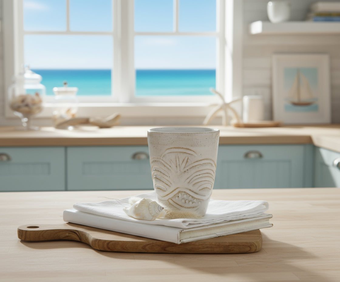 Carved sand scribbles mug