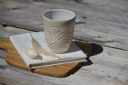 Carved sand scribbles mug