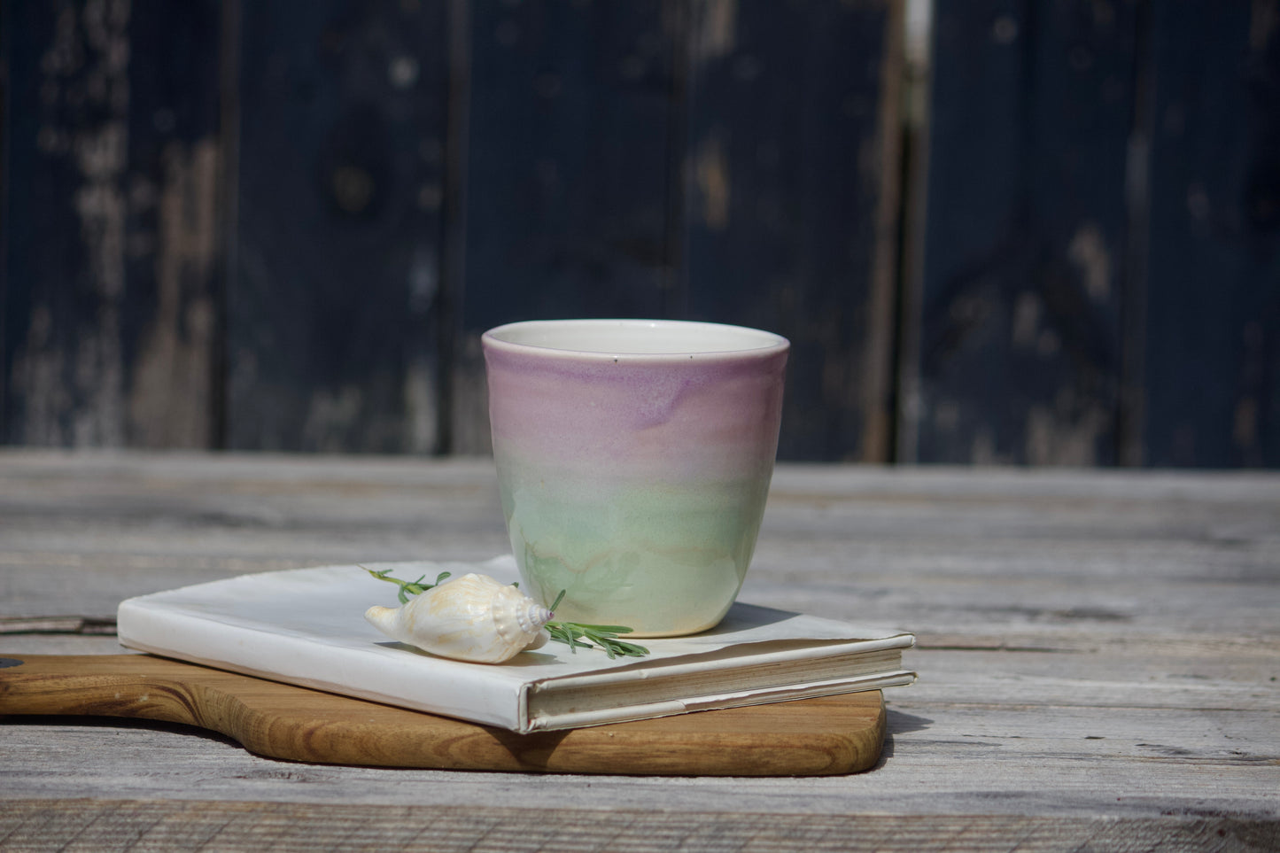 Pink and Green ceramic pastel cup