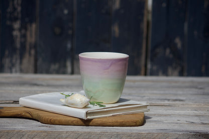 Pink and Green ceramic pastel cup