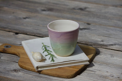 Pink and Green ceramic pastel cup