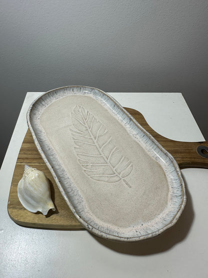 Beach imprint Feather oblong platter