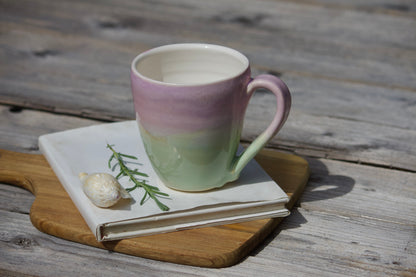 Pink and Green ceramic pastel cup
