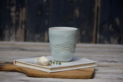 Baby blue wave ceramic cup