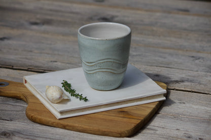 Baby blue wave ceramic cup