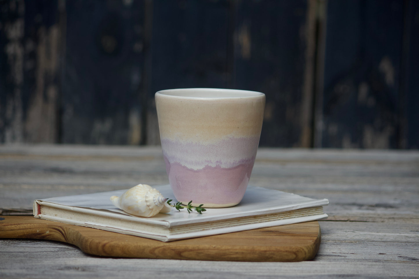 Pink and Peach pastel ceramic cup